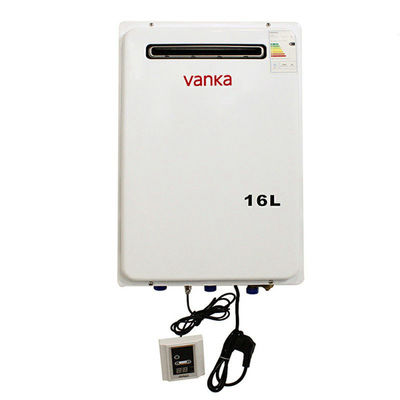 큰 16L 야외 가스 워터 히터 벽에 장착 된 외부 탱크 없는 워터 히터 220V