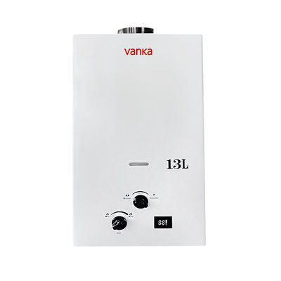 현대 가정용의 우아한 검은색 디스플레이와 단추가 있는 13L 연소 가스 워터 히터